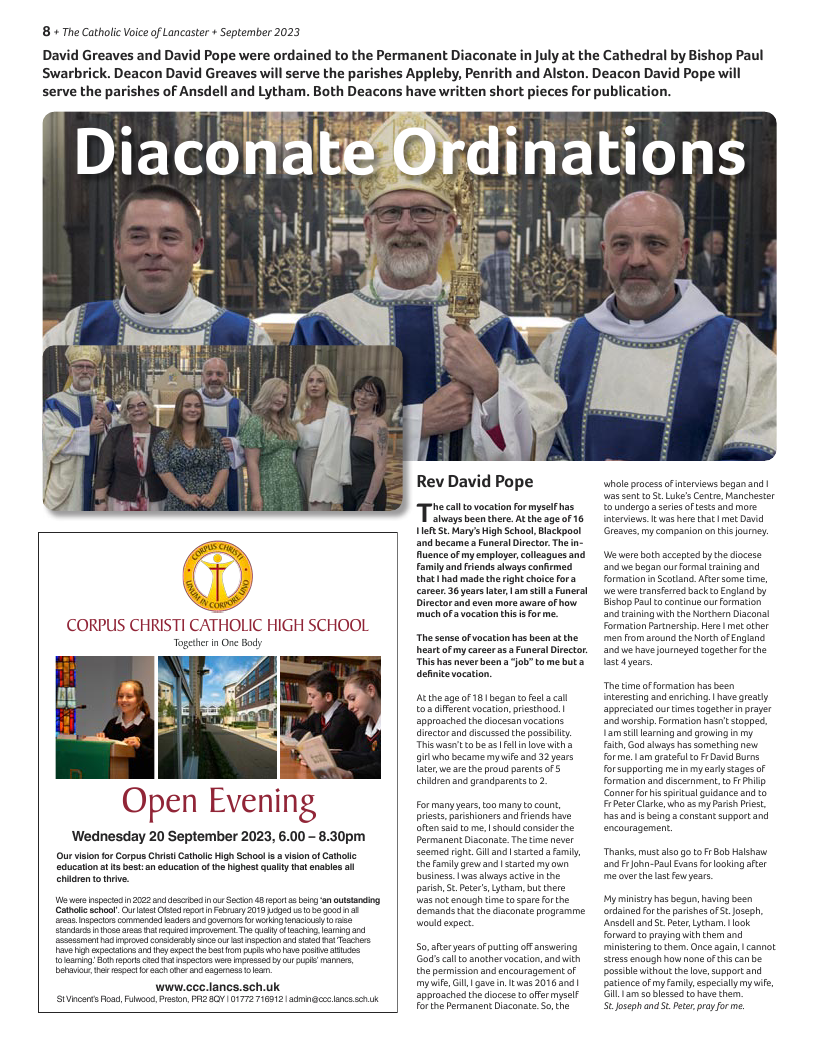Sept 2023 edition of the Catholic Voice of Lancaster