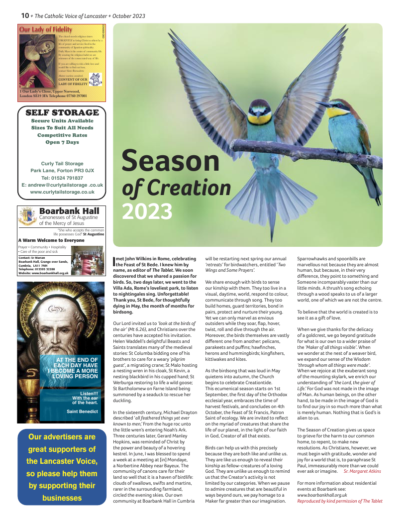 Oct 2023 edition of the Catholic Voice of Lancaster