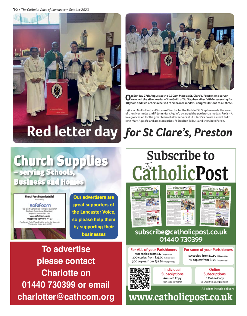 Oct 2023 edition of the Catholic Voice of Lancaster