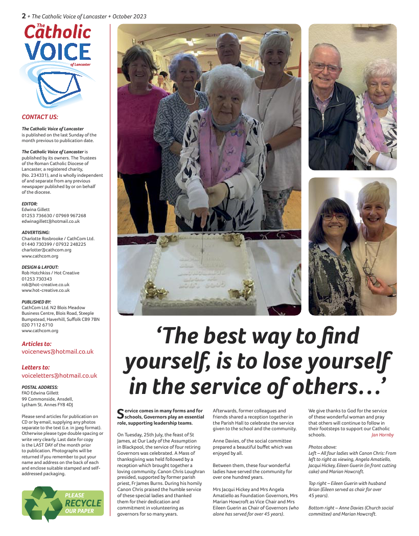 Oct 2023 edition of the Catholic Voice of Lancaster