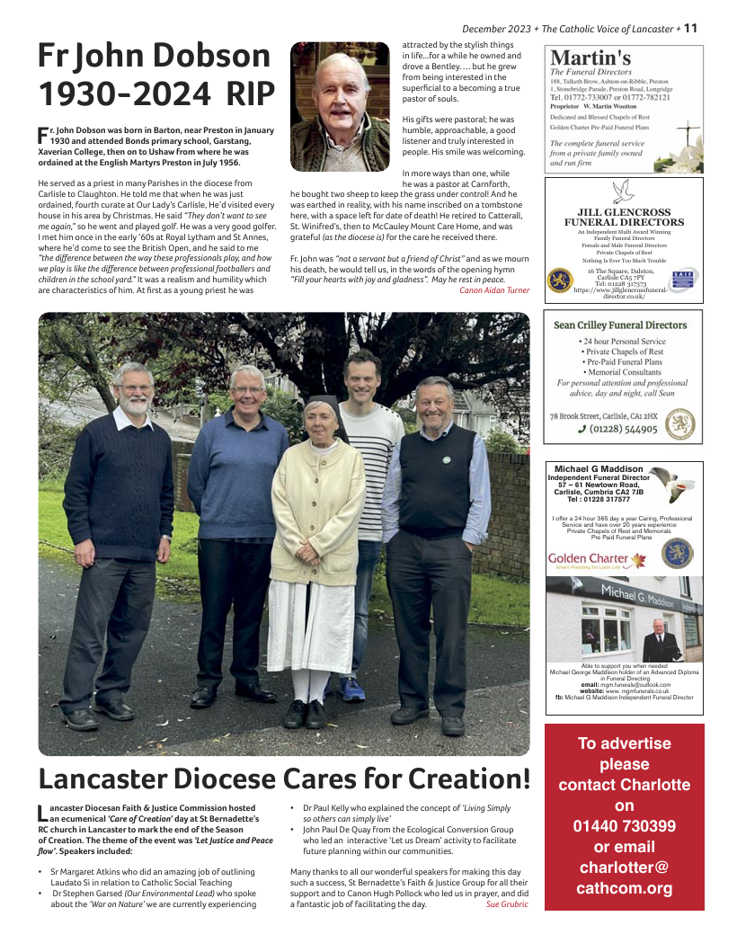 Dec 2023 edition of the Catholic Voice of Lancaster
