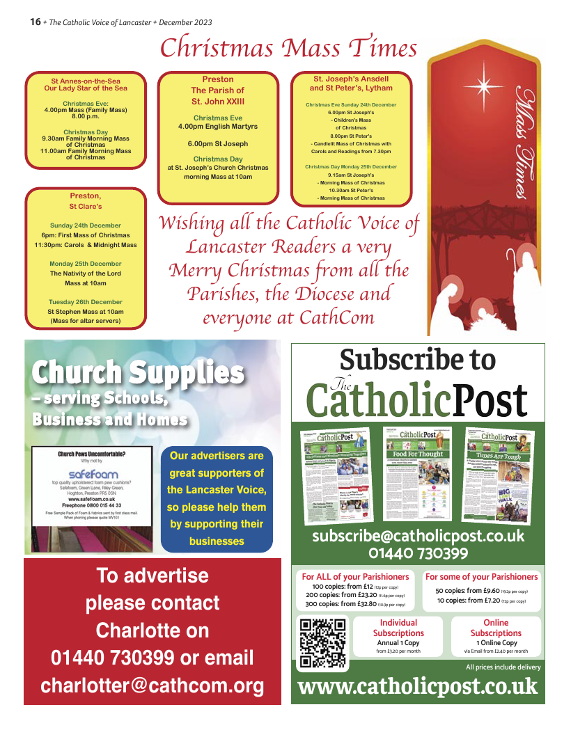 Dec 2023 edition of the Catholic Voice of Lancaster