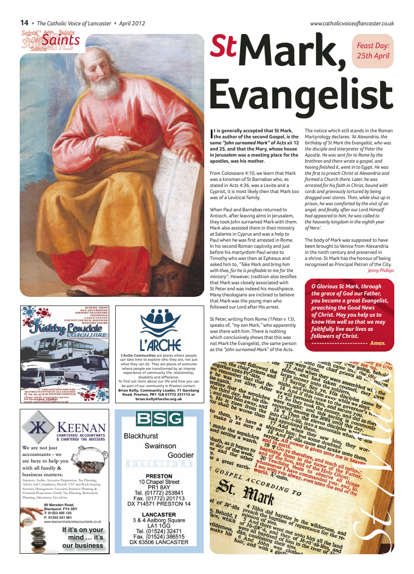 Apr 2012 edition of the Catholic Voice of Lancaster