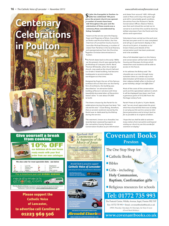 Nov 2012 edition of the Catholic Voice of Lancaster