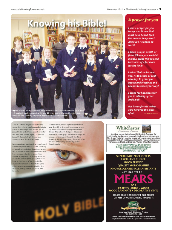 Nov 2012 edition of the Catholic Voice of Lancaster