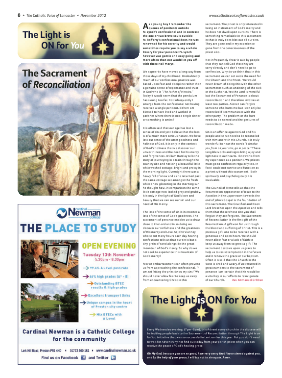 Nov 2012 edition of the Catholic Voice of Lancaster