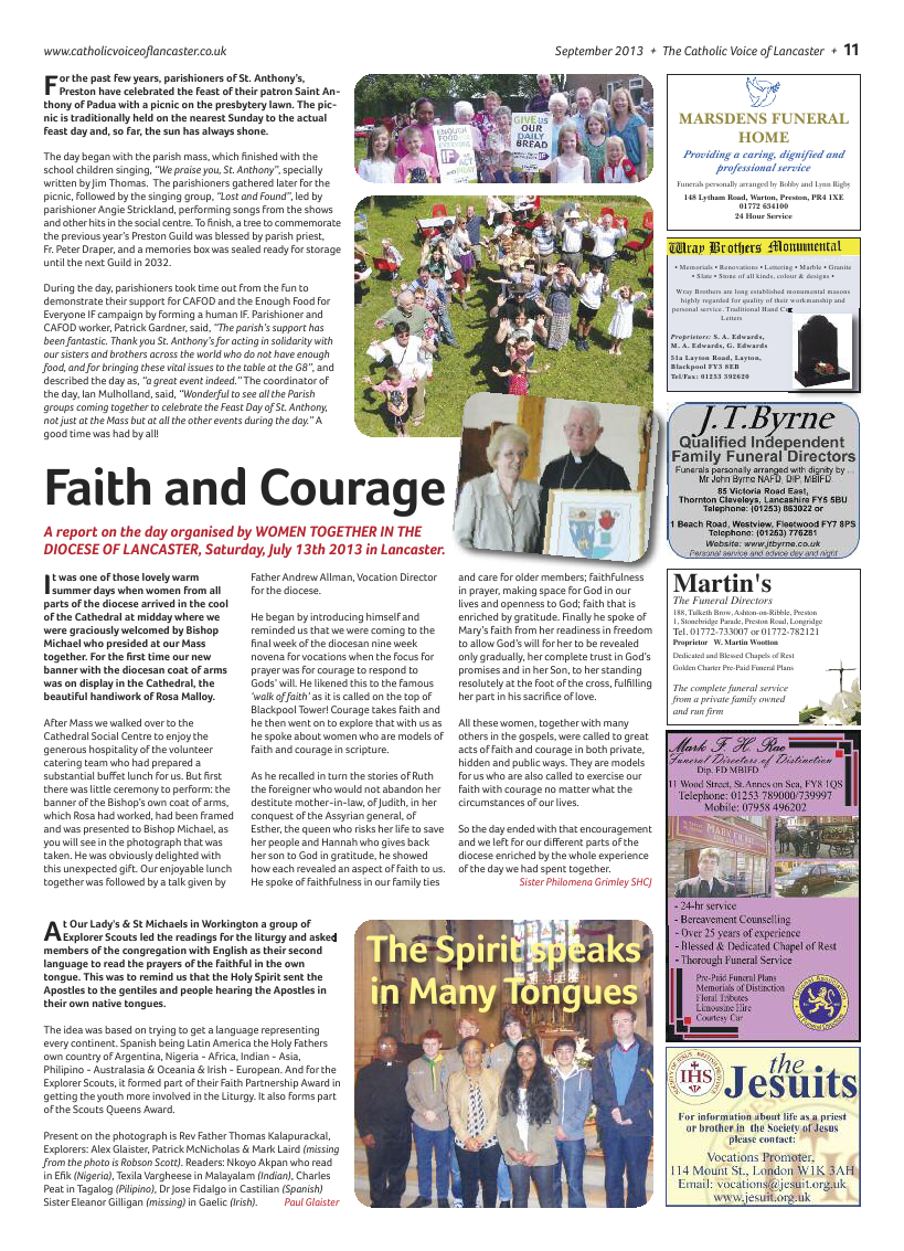 Sept 2013 edition of the Catholic Voice of Lancaster