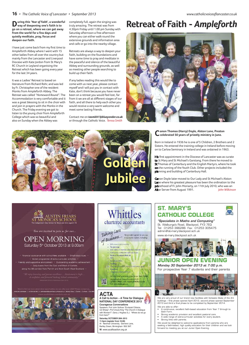 Sept 2013 edition of the Catholic Voice of Lancaster