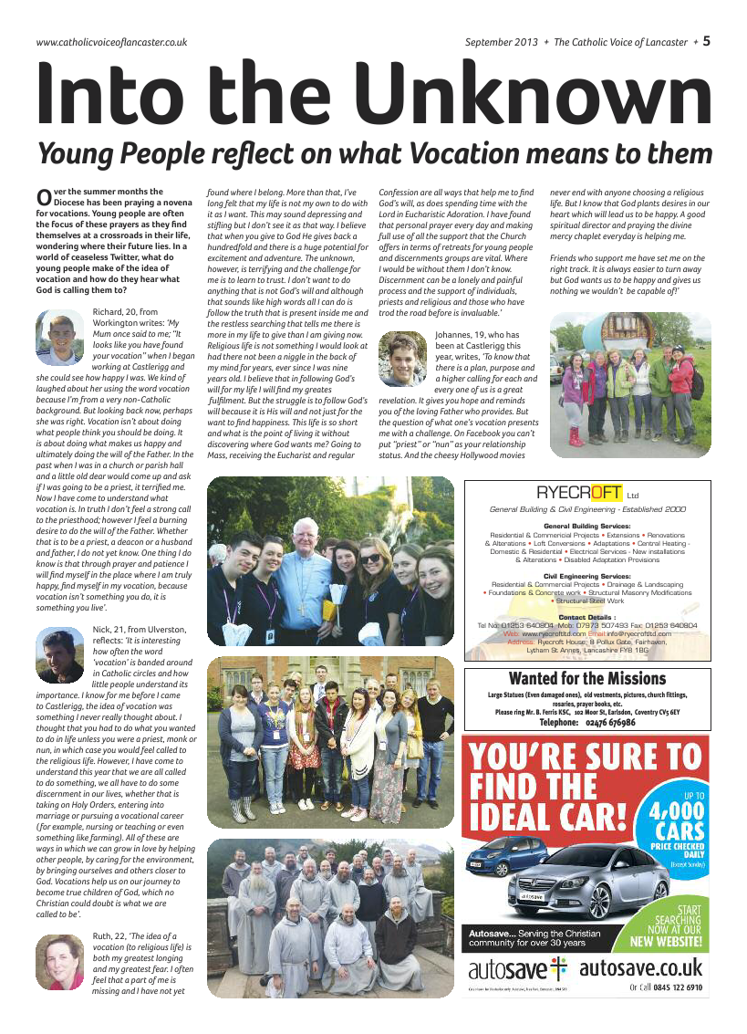 Sept 2013 edition of the Catholic Voice of Lancaster