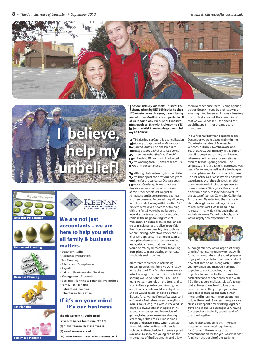 Sept 2013 edition of the Catholic Voice of Lancaster