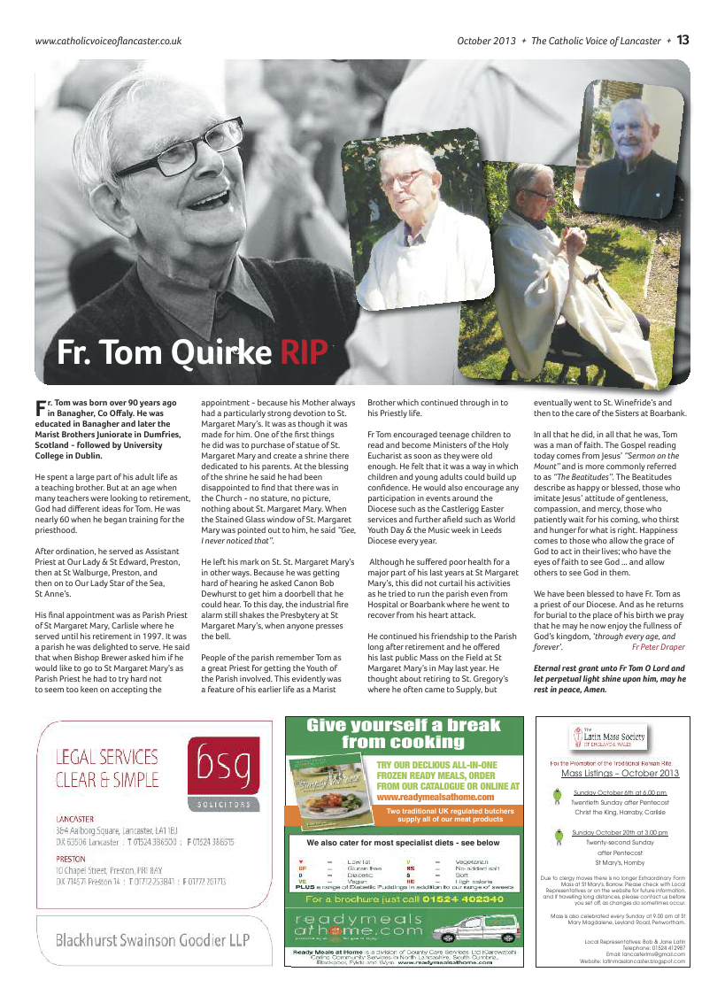 Nov 2013 edition of the Catholic Voice of Lancaster