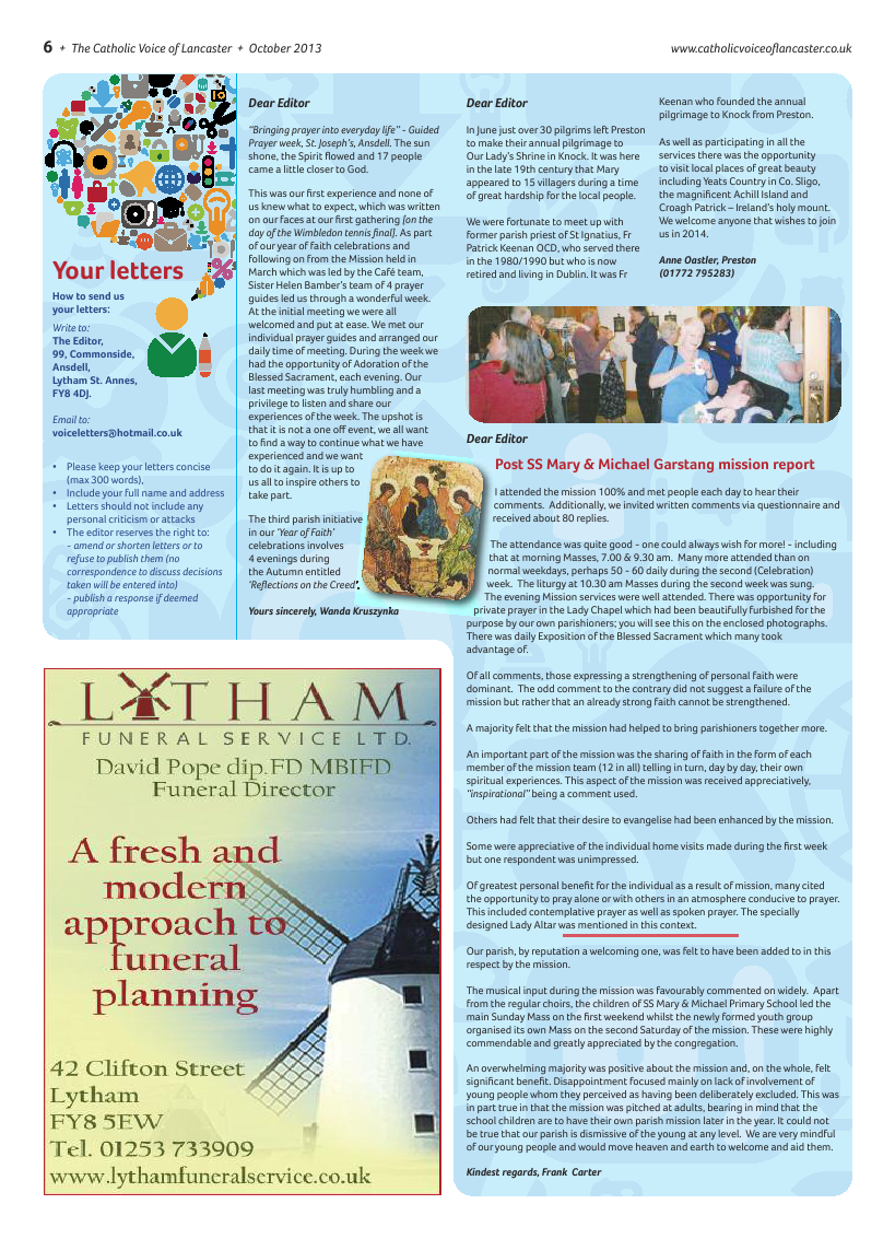 Nov 2013 edition of the Catholic Voice of Lancaster