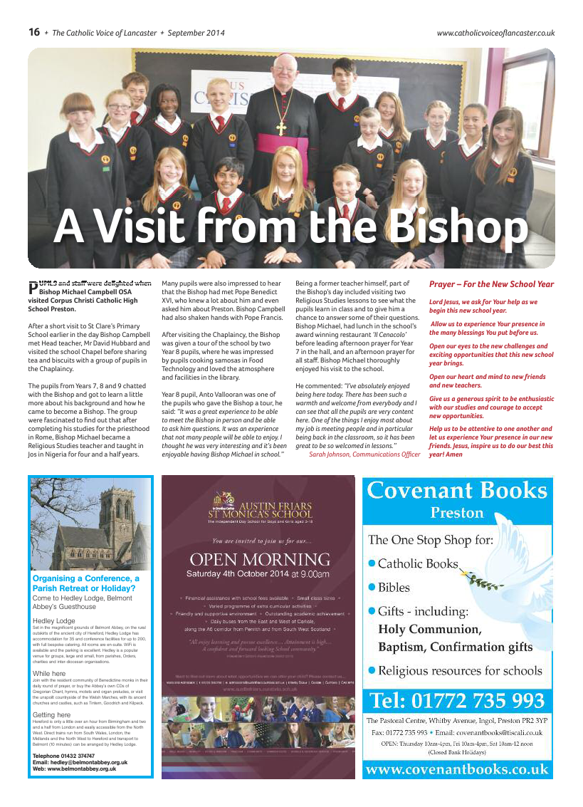 Sept 2014 edition of the Catholic Voice of Lancaster