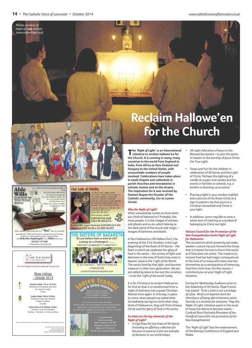 Oct 2014 edition of the Catholic Voice of Lancaster