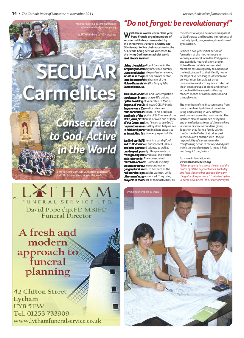 Nov 2014 edition of the Catholic Voice of Lancaster