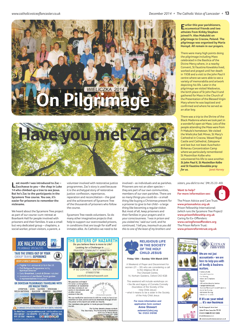 Dec 2014 edition of the Catholic Voice of Lancaster