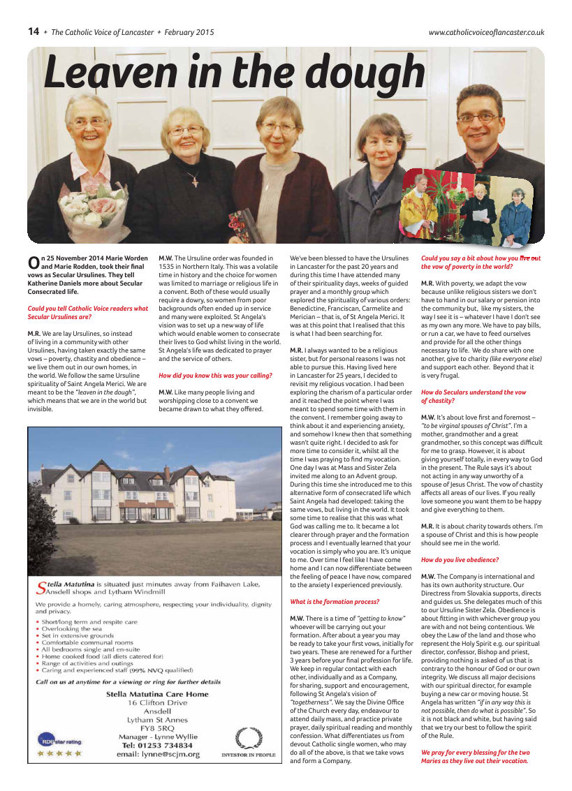 Feb 2015 edition of the Catholic Voice of Lancaster