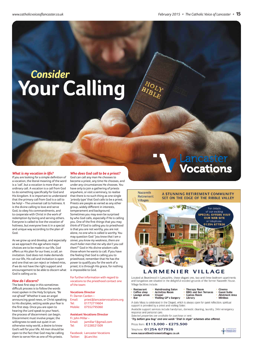 Feb 2015 edition of the Catholic Voice of Lancaster