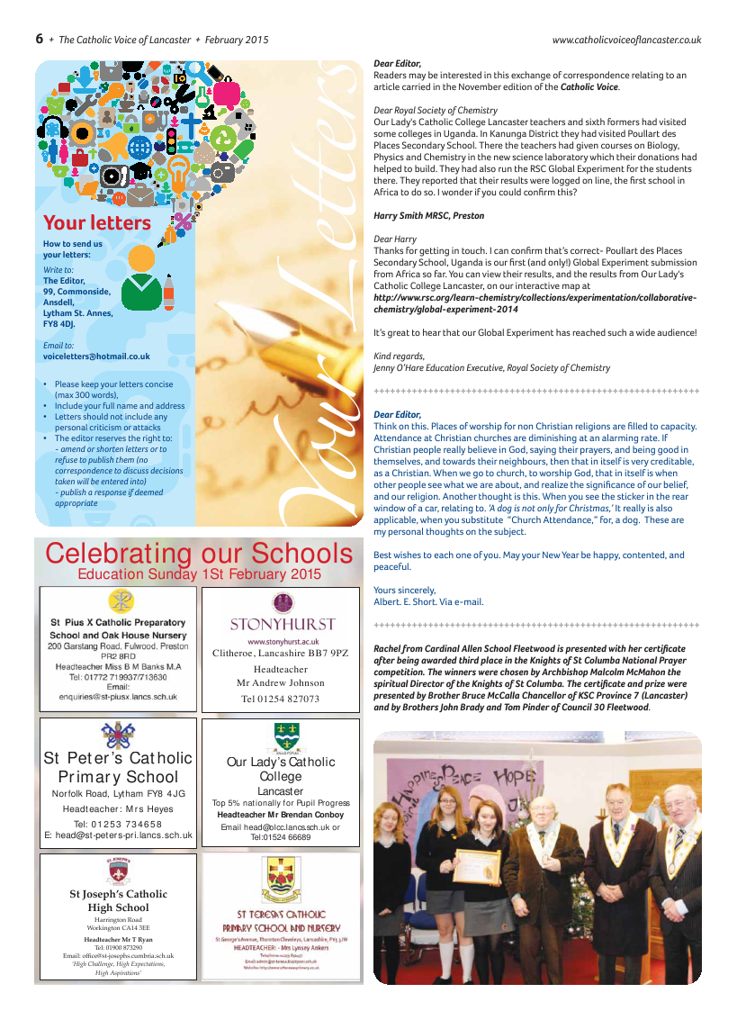 Feb 2015 edition of the Catholic Voice of Lancaster