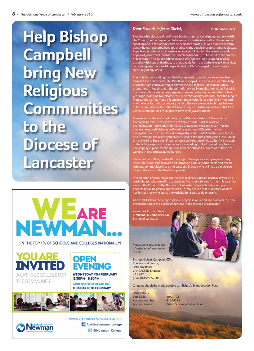 Feb 2015 edition of the Catholic Voice of Lancaster