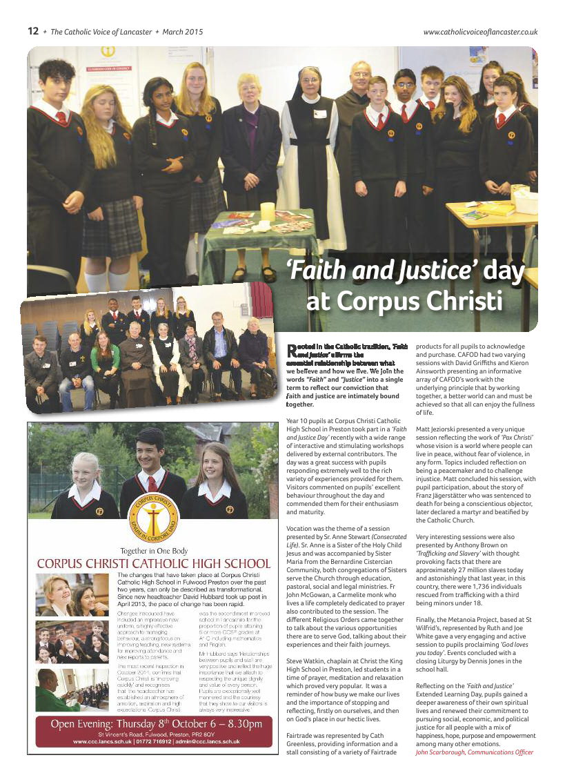 Mar 2015 edition of the Catholic Voice of Lancaster