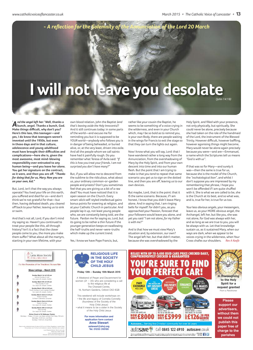Mar 2015 edition of the Catholic Voice of Lancaster
