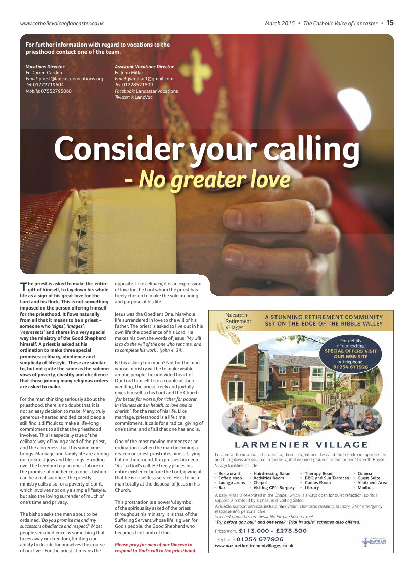 Mar 2015 edition of the Catholic Voice of Lancaster