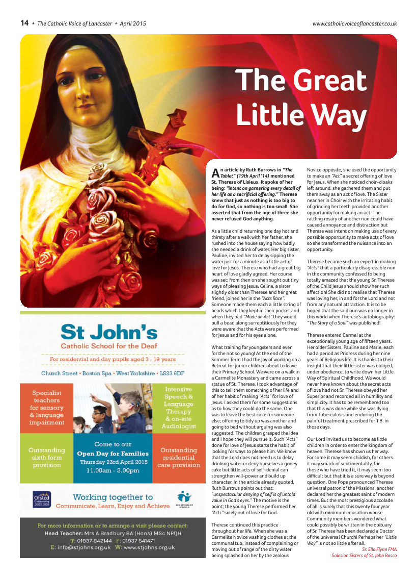 Apr 2015 edition of the Catholic Voice of Lancaster