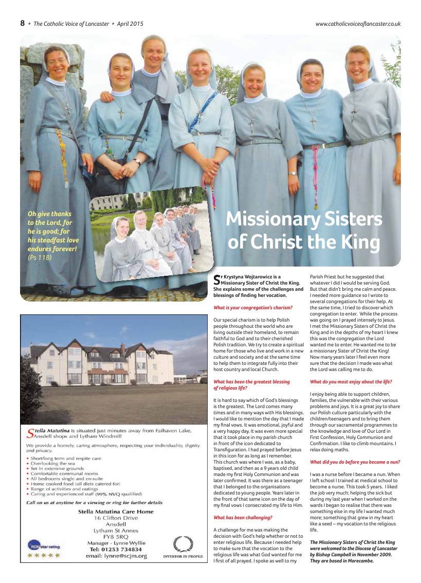 Apr 2015 edition of the Catholic Voice of Lancaster