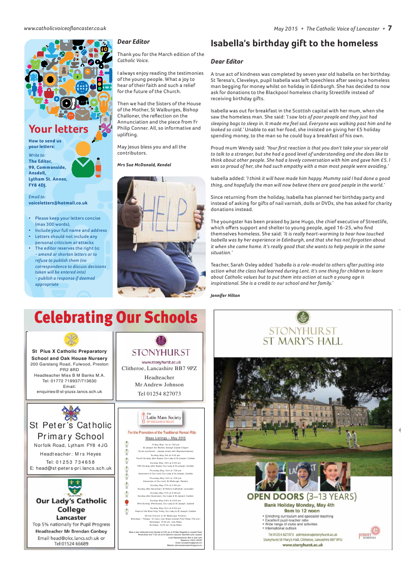 May 2015 edition of the Catholic Voice of Lancaster