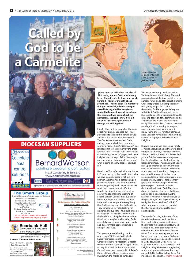 Sept 2015 edition of the Catholic Voice of Lancaster