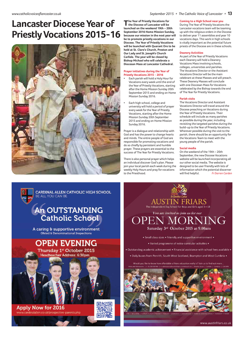 Sept 2015 edition of the Catholic Voice of Lancaster