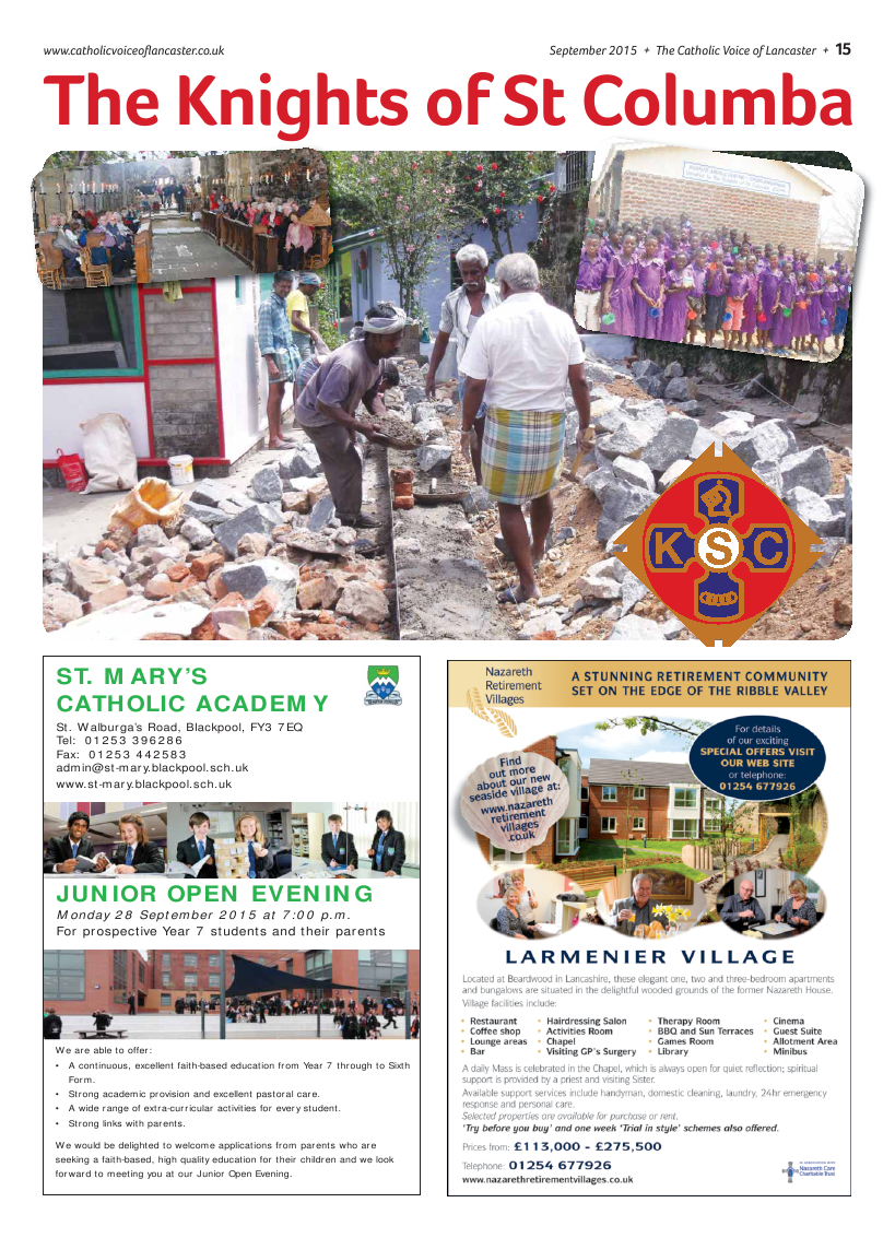 Sept 2015 edition of the Catholic Voice of Lancaster