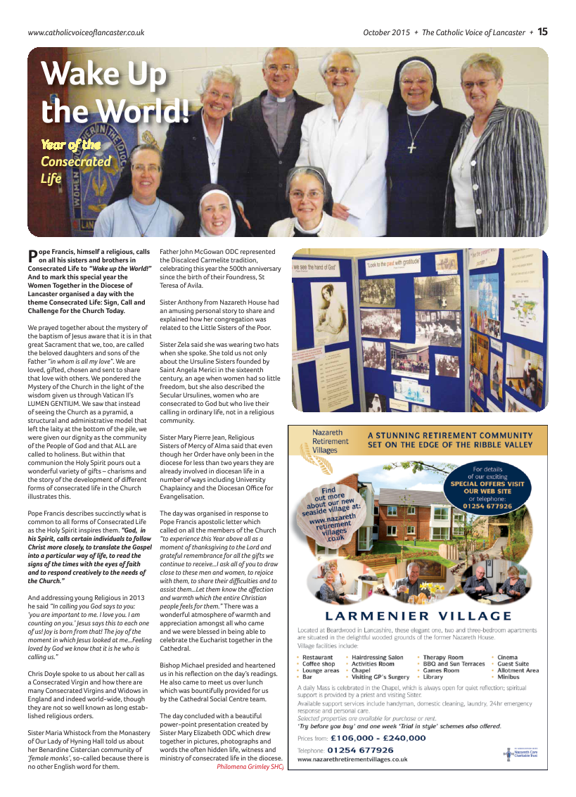 Oct 2015 edition of the Catholic Voice of Lancaster