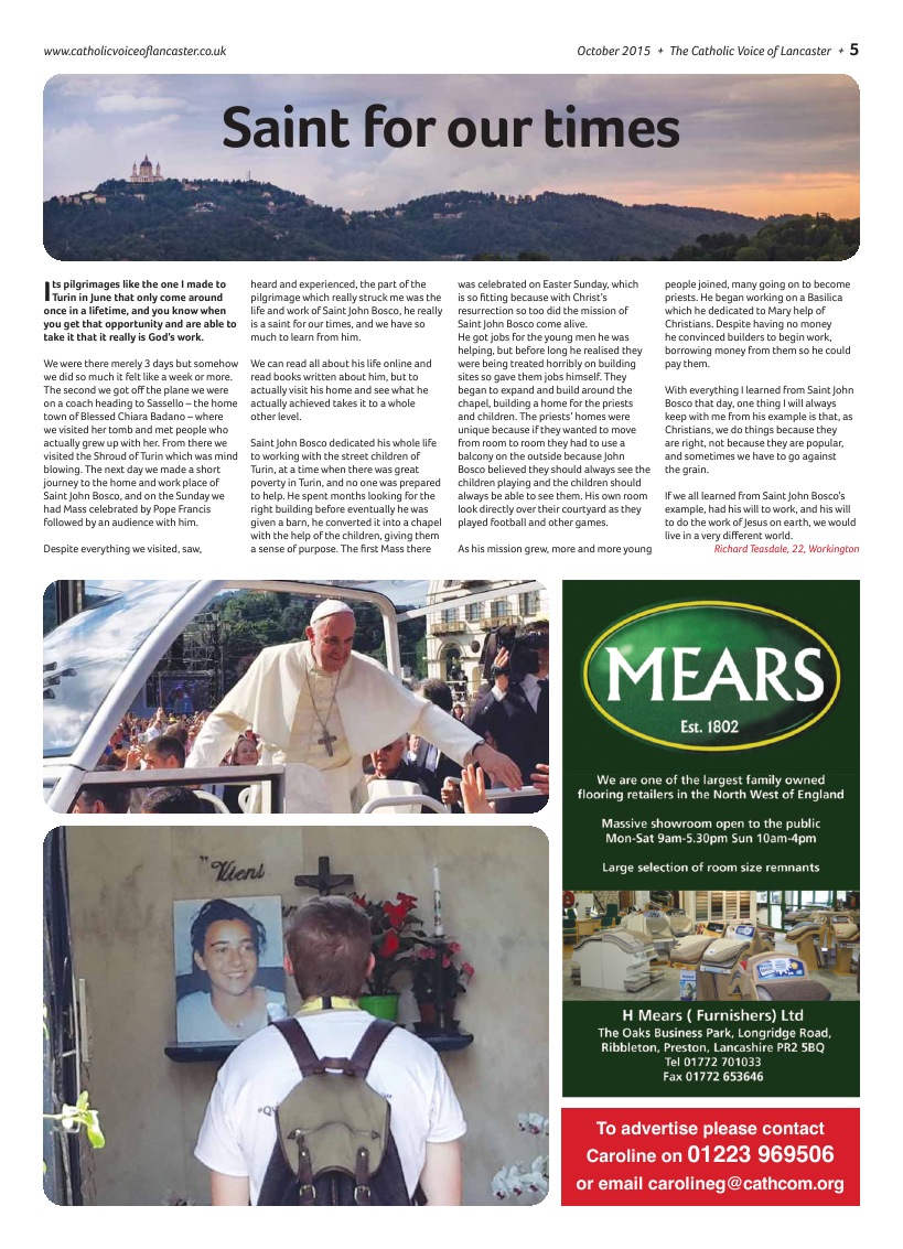 Oct 2015 edition of the Catholic Voice of Lancaster