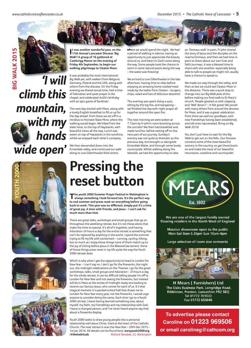 Dec 2015 edition of the Catholic Voice of Lancaster