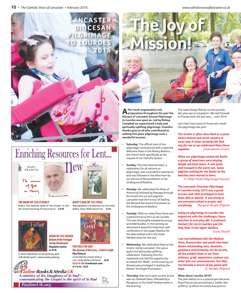 Mar 2016 edition of the Catholic Voice of Lancaster - Page 