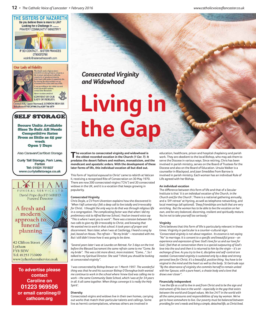 Mar 2016 edition of the Catholic Voice of Lancaster - Page 