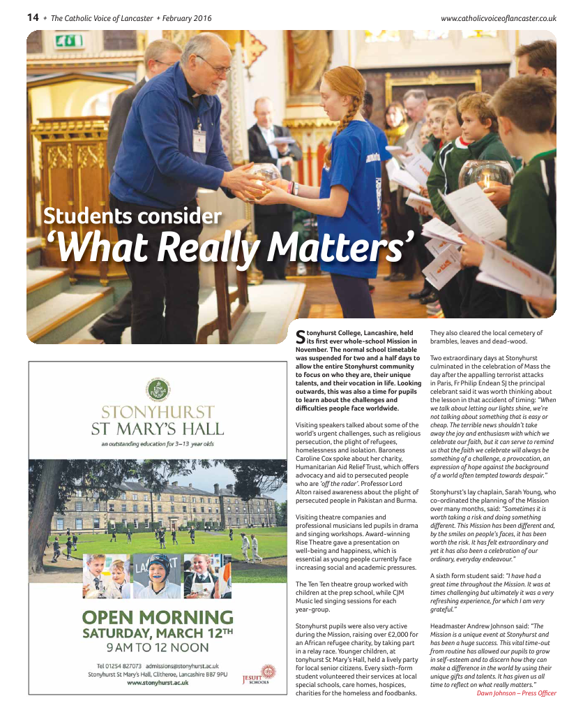 Mar 2016 edition of the Catholic Voice of Lancaster - Page 