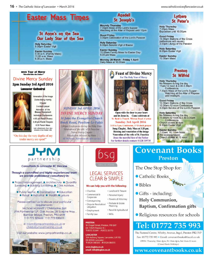 Apr 2016 edition of the Catholic Voice of Lancaster - Page 