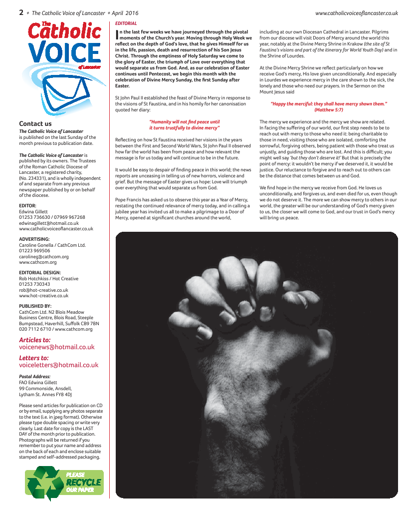 Apr 2016 edition of the Catholic Voice of Lancaster - Page 