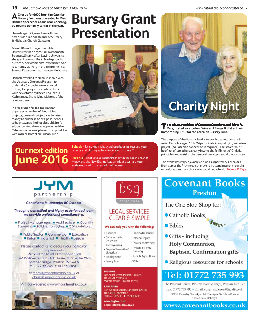 May 2016 edition of the Catholic Voice of Lancaster - Page 