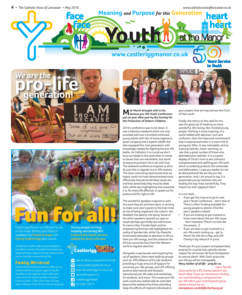 May 2016 edition of the Catholic Voice of Lancaster - Page 