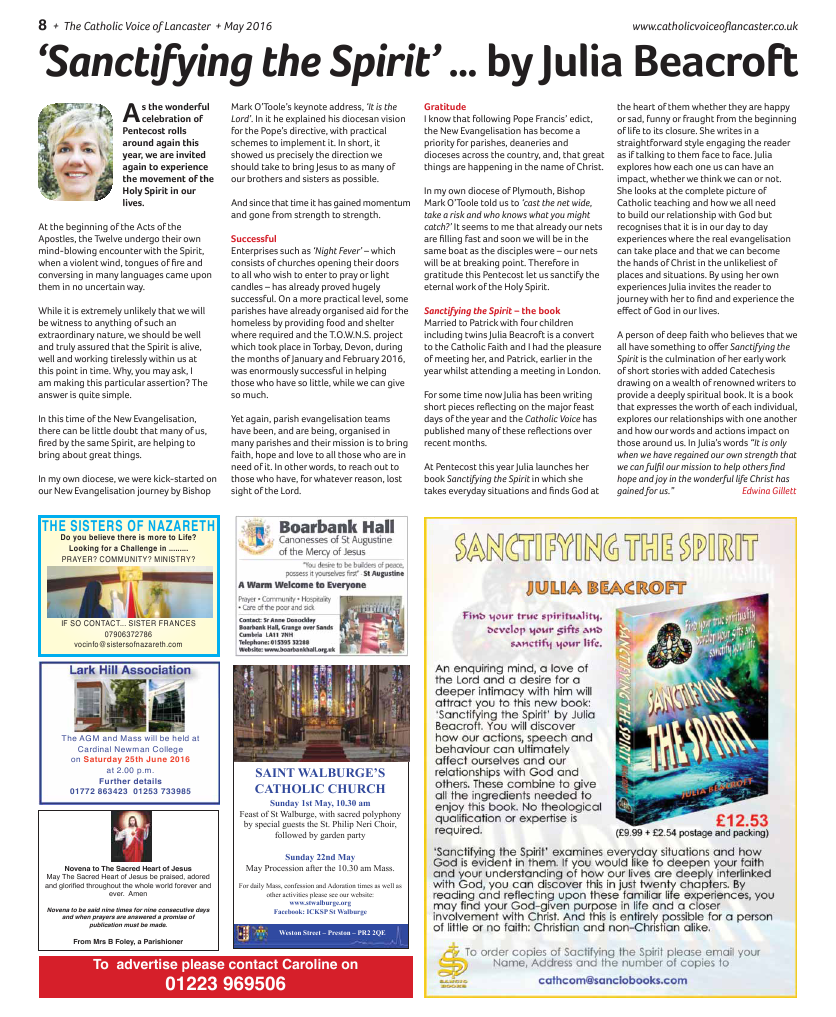 May 2016 edition of the Catholic Voice of Lancaster - Page 