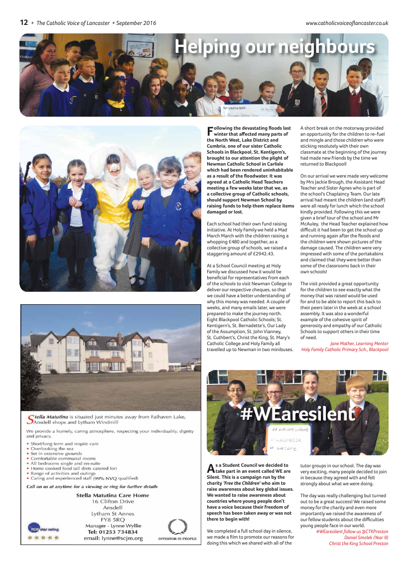 Sept 2016 edition of the Catholic Voice of Lancaster - Page 