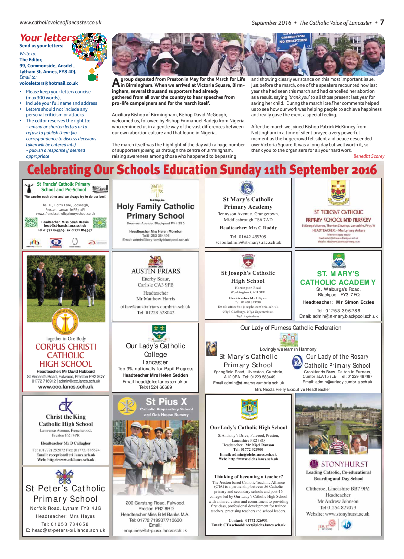 Sept 2016 edition of the Catholic Voice of Lancaster - Page 