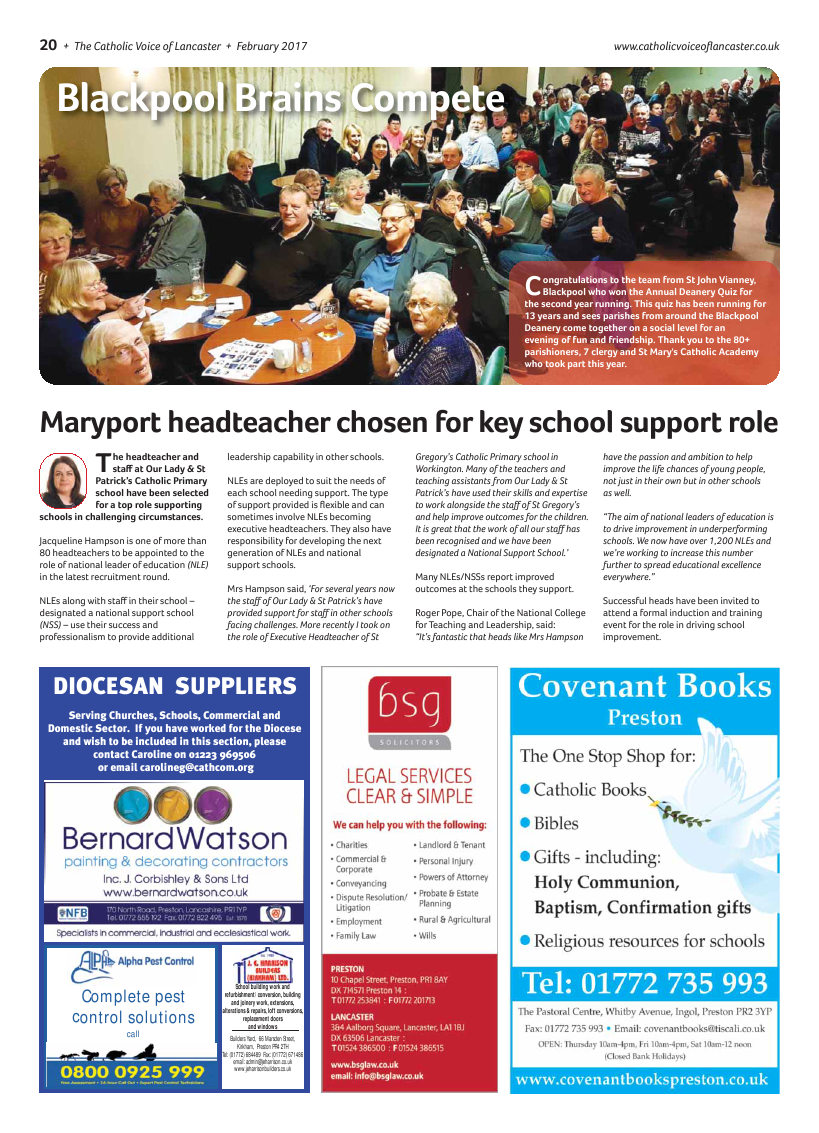 Feb 2017 edition of the Catholic Voice of Lancaster - Page Feb 2017 edition of the Catholic Voice of Lancaster - Page