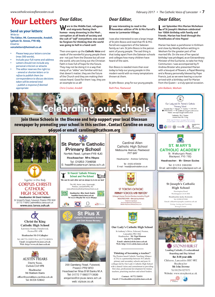 Feb 2017 edition of the Catholic Voice of Lancaster - Page 