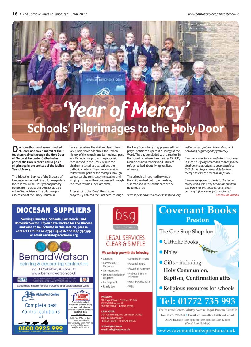 Mar 2017 edition of the Catholic Voice of Lancaster - Page 