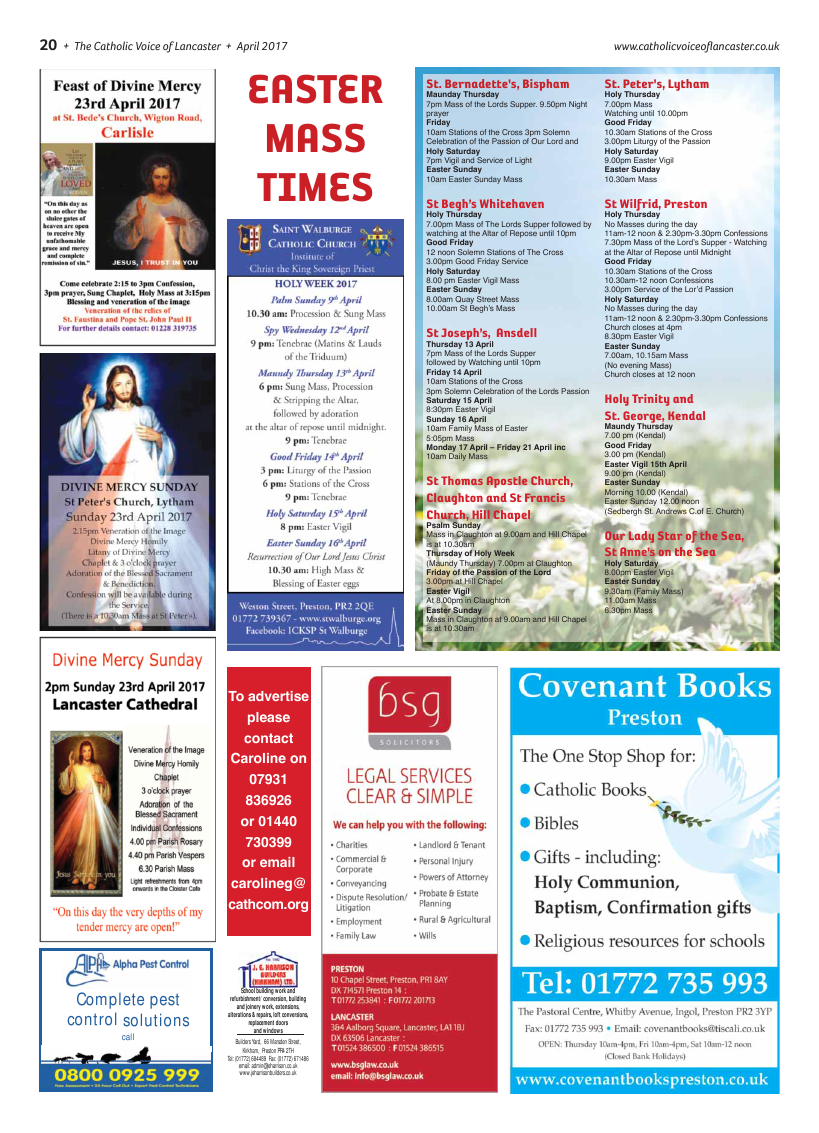 Apr 2017 edition of the Catholic Voice of Lancaster - Page 